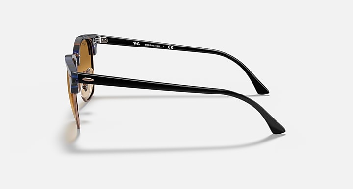 Ray-Ban Clubmaster sunglasses, side view, black frame with brown gradient lenses