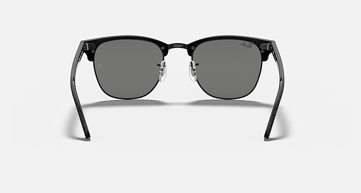 Clubmaster sunglasses front view with black frame and dark gray lenses