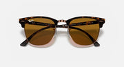 Clubmaster sunglasses with tortoise frame and brown gradient lenses