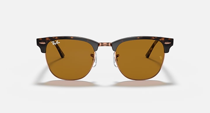 Clubmaster sunglasses front with Havana tortoise frame and amber lenses