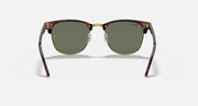 Clubmaster sunglasses front view, tortoise frame with green tinted lenses