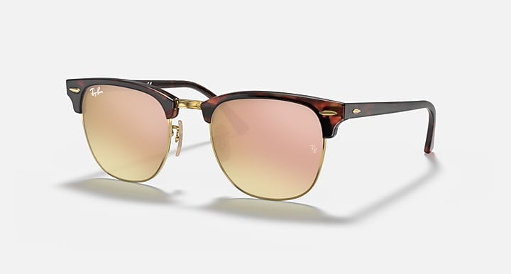 Ray-Ban Clubmaster sunglasses with tortoise acetate frame and rose-to-gold gradient lenses