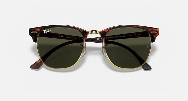 Ray-Ban Clubmaster sunglasses, tortoise frame, dark green mirrored lenses