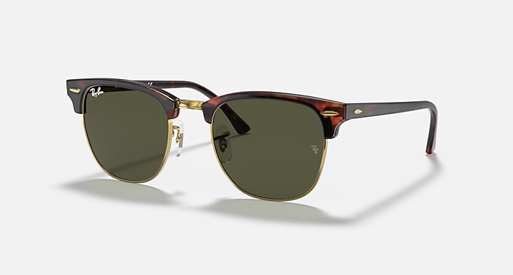 Ray-Ban Clubmaster sunglasses with tortoise frame and dark green lenses