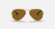 Aviator sunglasses with gold frame and brown gradient mirrored lenses