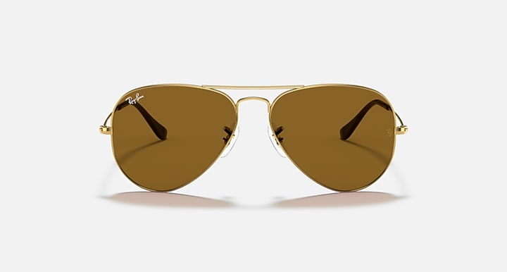 Aviator sunglasses with gold frame and brown gradient mirrored lenses