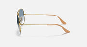 Ray-Ban aviator sunglasses with gold metal frame and dark brown gradient lenses