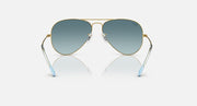 Ray-Ban Aviator sunglasses with metal frame and blue-tinted gradient lenses
