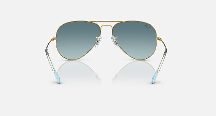 Ray-Ban Aviator sunglasses with metal frame and blue-tinted gradient lenses