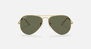 Gold aviator sunglasses with olive green tinted lenses and metal bridge