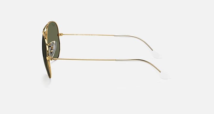 Ray-Ban aviator sunglasses with gold frame and brown gradient lenses, thin profile