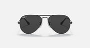 Silver aviator sunglasses with black tinted lenses and metal bridge