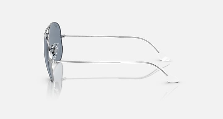Ray-Ban aviator sunglasses with silver metal frame and clear lenses
