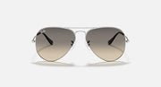 Silver-tone aviator sunglasses with dark gray gradient lenses and metal frame