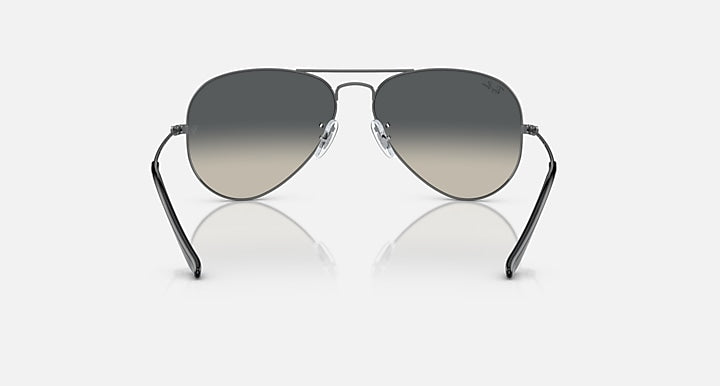 Aviator sunglasses with dark grey lenses and gunmetal metal frame