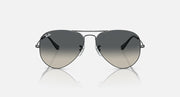 Gunmetal aviator sunglasses with charcoal tinted lenses and metal bridge