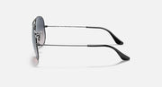 Gunmetal aviator sunglasses with dark tinted lenses and black temple tips