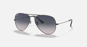 Ray-Ban aviator sunglasses with dark frame and charcoal gradient lenses