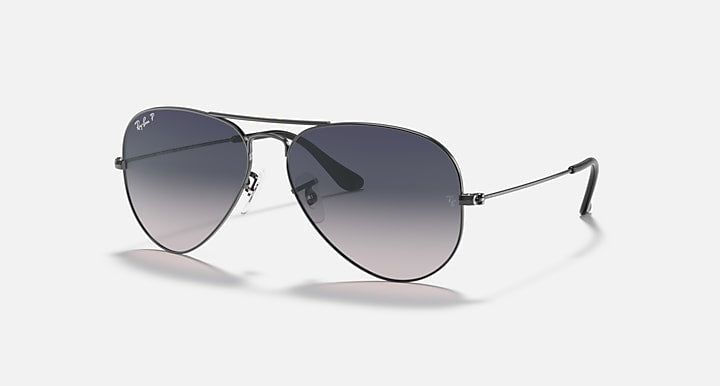 Ray-Ban aviator sunglasses with dark frame and charcoal gradient lenses