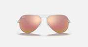 Silver aviator sunglasses with pink rose gradient lenses