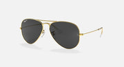 Gold aviator sunglasses with black lenses and slim metal frame arms