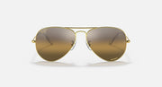 Ray-Ban aviator sunglasses with amber lenses and gold metal frame