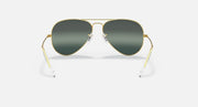 Ray-Ban Aviator sunglasses with metal frame and dark green-gray gradient lenses