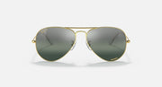 Ray-Ban aviator sunglasses with gold frame and dark green tinted lenses