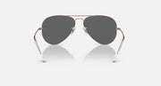 Ray-Ban aviator sunglasses with dark lenses, silver metal frame and curved bridge