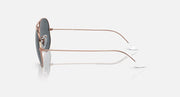 Rose gold metal aviator sunglasses with clear lenses and slender curved temples