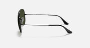 Ray-Ban Aviator RB3025 sunglasses with silver metal frame and dark lenses