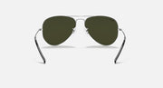 Aviator sunglasses with dark frame and deep green tinted lenses