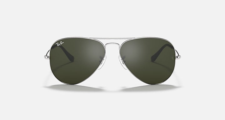 Ray-Ban aviator sunglasses with gunmetal frame and dark olive lenses
