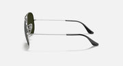 Ray-Ban Aviator RB3025 sunglasses with silver metal frame and dark lenses
