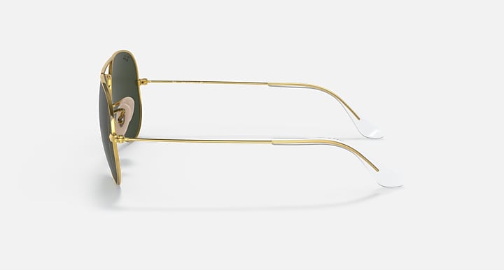 Ray-Ban Aviator RB3025 sunglasses with gold metal frame and dark lenses
