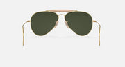 Gold frame aviator sunglasses with dark green lenses, straight front view