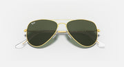 Gold small aviator sunglasses with dark green lenses and clear bridge