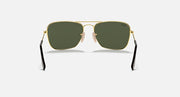 Gold-framed sunglasses with dark green lenses and black nose pads