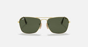 Ray-Ban Caravan RB3136 sunglasses, gold frame with dark green tinted lenses