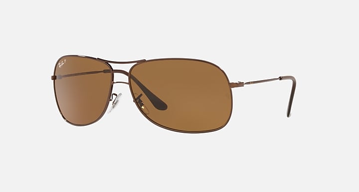 Ray-Ban metal aviator sunglasses with brown lenses and thin gold-tone frames