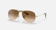 Ray-Ban cockpit sunglasses with gold frame and gradient brown lenses