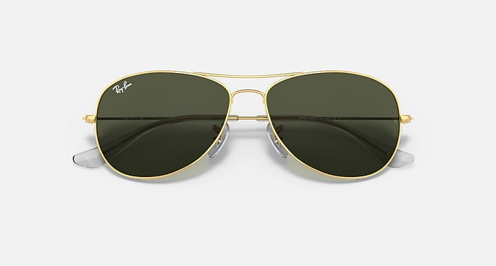 Gold metal sunglasses with olive-tinted lenses and dark bridge bar, front view.
