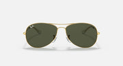 Gold metal aviator-style sunglasses with olive-tinted lenses, front view.