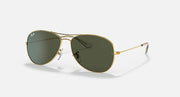 Gold metal cockpit sunglasses with olive-tinted lenses and thin side arms.