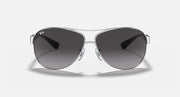 Ray-Ban aviator sunglasses with silver-tone frame and dark gray lenses