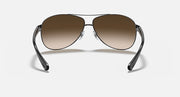 Ray-Ban aviator sunglasses, gunmetal frame with brown tinted lenses