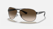 Ray-Ban aviator sunglasses, silver frame with brown gradient lenses