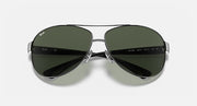 Ray-Ban aviator sunglasses, gunmetal frame with dark green tinted lenses
