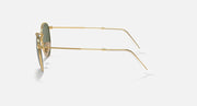 Ray-Ban RB3447N round sunglasses, gold metal frame with clear lenses and thin temples