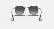 Black round sunglasses with dark lenses, front view